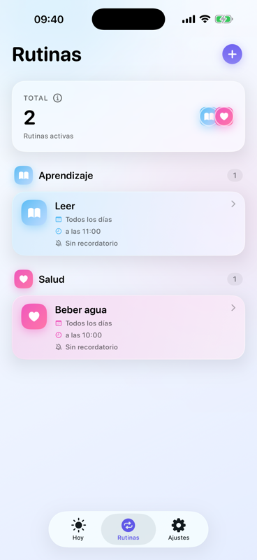 Pantalla de rutinas de Kerf
